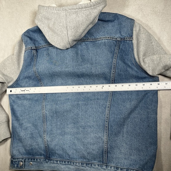 Levis Vintage Fit Hybrid Hooded Denim Trucker Hoodie Jean Jacket Mens XL - Picture 6 of 9
